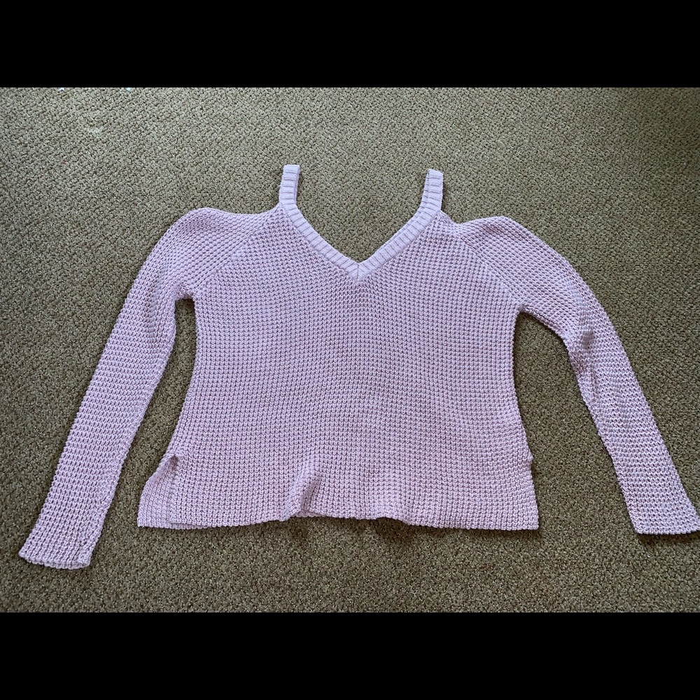 Dusty pink cold-shoulder sweater